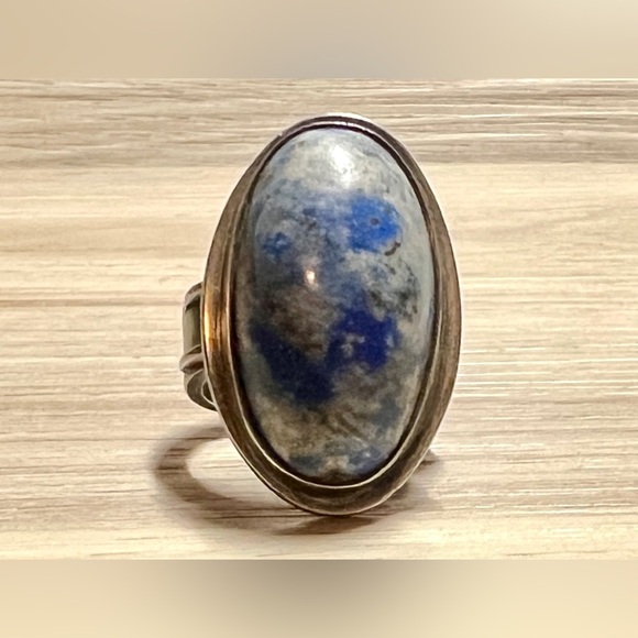 Vintage Native American Navajo Sterling Silver & Blue Lapis Ring, Size 5.75 - Picture 2 of 9